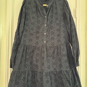 GAP Black Eyelet Tiered Dress